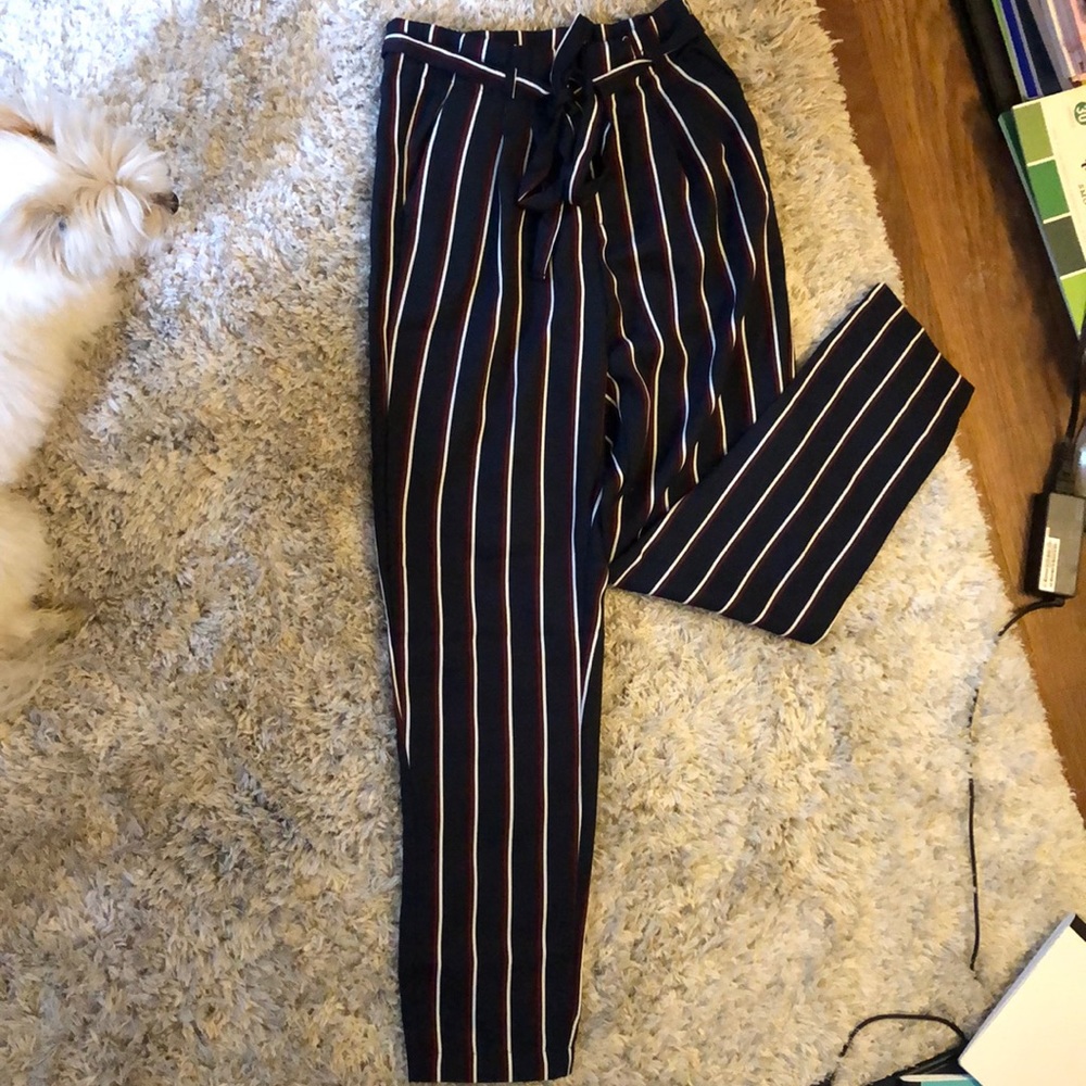 Red white and blue pin stripe pants